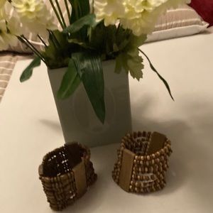 Brown wooden beaded bracelets